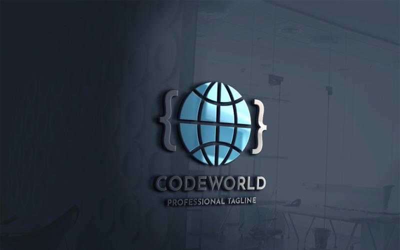 Modèle de logo du monde de code