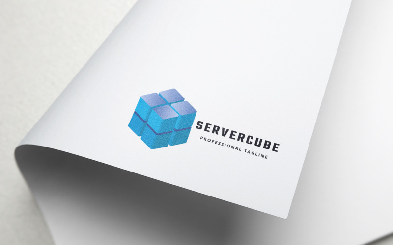 Modello di logo del cubo del server