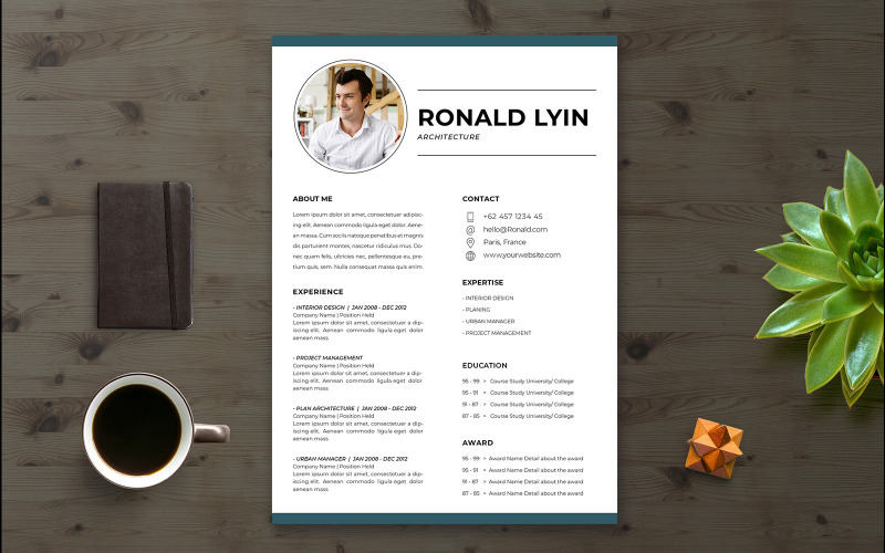 Plantilla de curriculum vitae de arquitecto