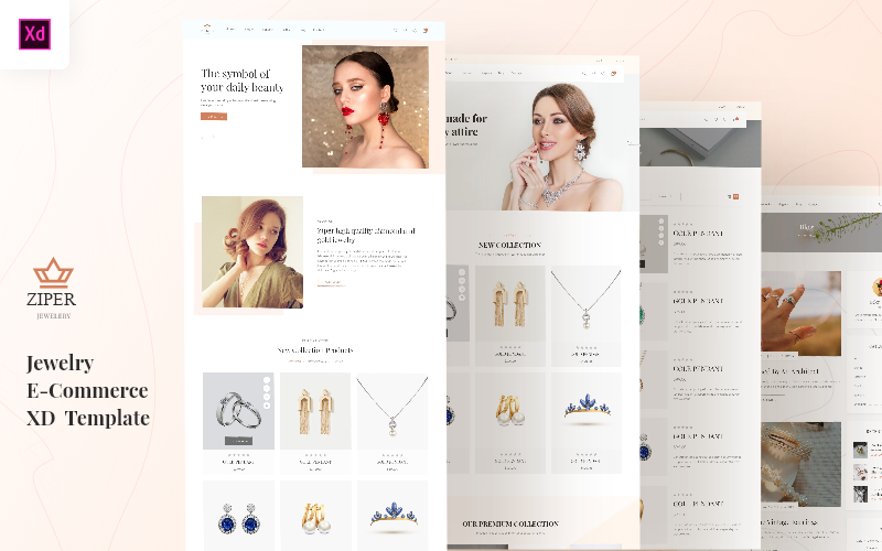 Download PSD шаблон "Ziper - Jewelry and Fashion E-Commerce PSD" / Ziper - Jewelry and Fashion E-Commerce PSD - PSD шаблон на тему графика xd,psd,jewelry,fashion,ecommerce,minimal,business,agency,corporate,store,cleane,creative