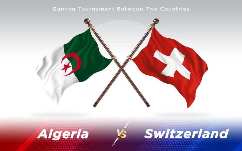阿尔及利亚对瑞士两个国家的旗帜-光栅插图