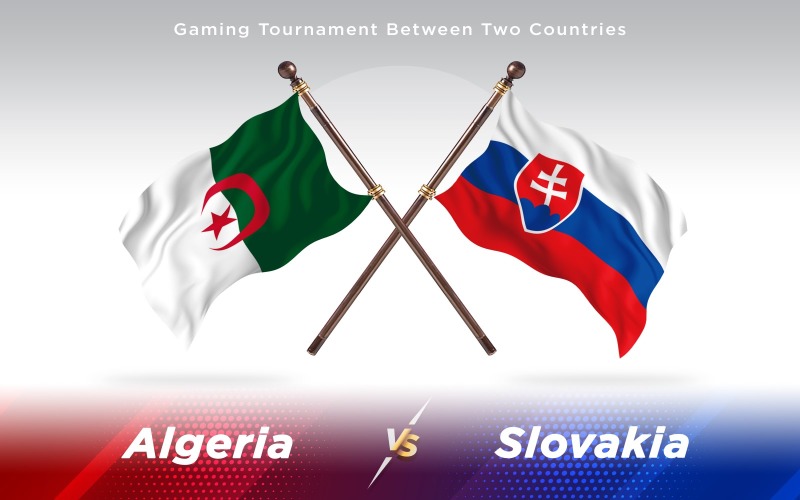 阿尔及利亚与斯洛伐克两个国家的国旗-光栅插图