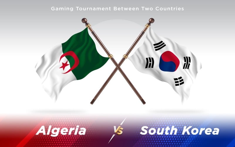 Algeria Contro Bandiere Di Due Paesi Corea Del Sud - Illustrazione