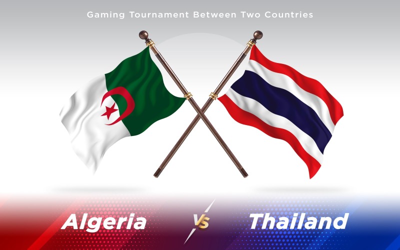 Download Иллюстрация "Algeria versus Thailand  Two Countries Flags - Illustration" / Algeria versus Thailand  Two Countries Flags - Illustration - Иллюстрация на тему графика national,patriotic,europe,asia,republic,map,flag,country,cartography,geography,nation,illustration,graphic,vector,state,world,isolated,symbol,border,icon