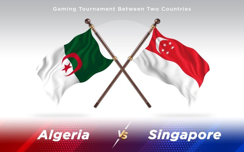 Algérie contre Singapour Drapeaux de deux pays - Illustration