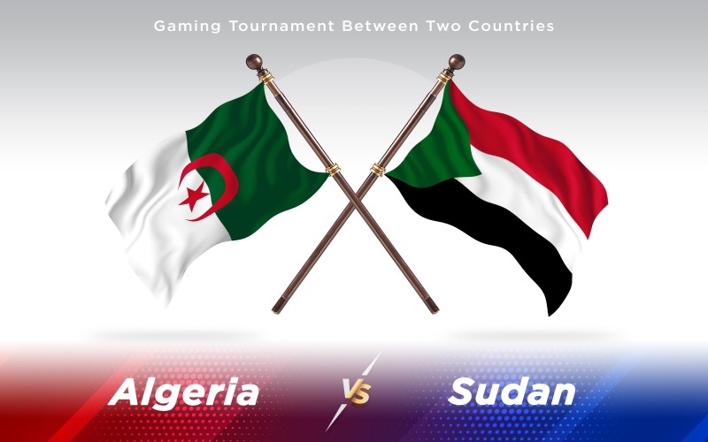 Algérie contre Soudan Drapeaux de deux pays - Illustration