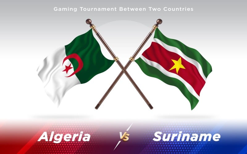 Algerije versus Suriname Two Countries Flags - Illustration
