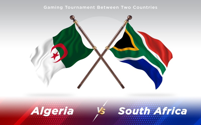 Argélia versus África do Sul - Bandeiras de dois países - ilustração