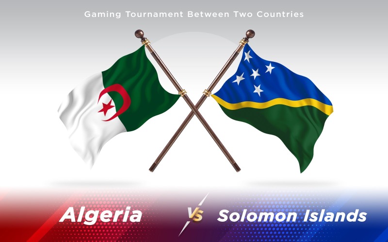 Argelia versus banderas de dos países de las Islas Salomón - Ilustración