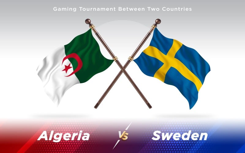 Cezayir ve İsveç İki Ülke Bayrakları - İllüstrasyon
