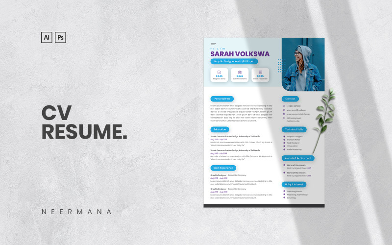 Download Резюме "CV  - Professional, Creative &amp; Clean Design Resume Template" / CV  - Professional, Creative &amp; Clean Design Resume Template - Резюме на тему графика resume,cv,curriculum vitae,cover letter,professional,template,business,startups,introduction,creative,multipurpose,construction,architecture,education,investment,fashion,cosmetics,minimal,sim