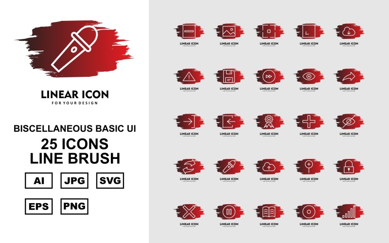 Download Набор иконок "25 Premium Miscellaneous Line Brush Iconset" / 25 Premium Miscellaneous Line Brush Iconset - Набор иконок на тему data design,arrow left,book,hosting web,setting,clock,upload,exclamation,pen,image,focus,enlarge,download,danger,floppy,next,eye,share,right,award