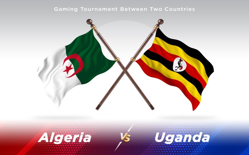 阿尔及利亚与乌干达两个国家的旗帜-光栅插图