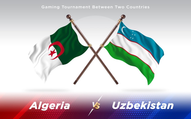 Algéria és Üzbegisztán két ország zászlói - illusztráció