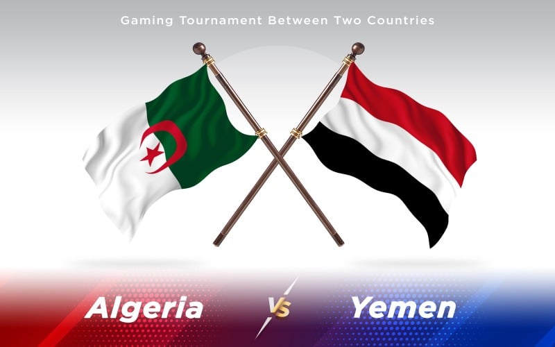 Download Иллюстрация "Algeria versus Yemen Two Countries Flags - Illustration" / Algeria versus Yemen Two Countries Flags - Illustration - Иллюстрация на тему графика national,patriotic,europe,asia,republic,map,flag,country,cartography,geography,nation,illustration,graphic,vector,state,world,isolated,symbol,border,icon