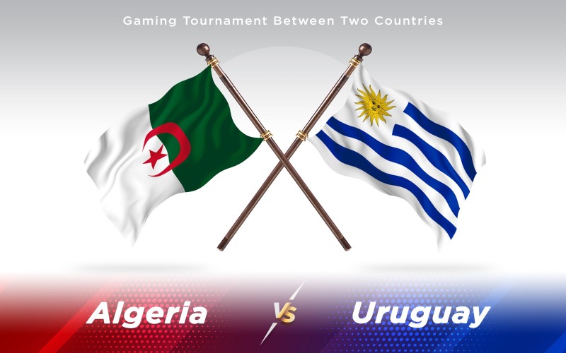 Algerien gegen Uruguay Zwei Länder Flaggen - Illustration