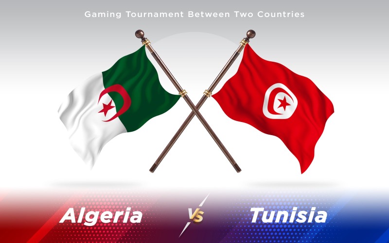 Algeriet kontra Tunisien två länder flaggor - Illustration