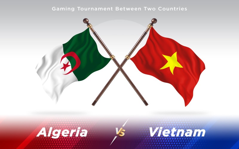Cezayir ve Vietnam İki Ülkenin Bayrakları - İllüstrasyon