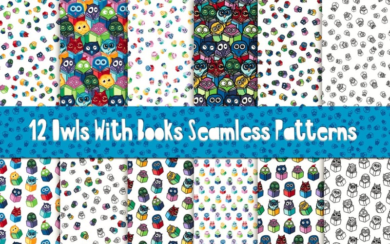 Download Pattern "Fun Owls With Books Pattern" / Fun Owls With Books Pattern - Pattern на тему графика fun,vintage,poster,retro,children,book,vector,fabric,drawn,ornament,education,school,teacher,background,educational,university,science,library,print,funny,character,graduation,kid,animal,wisd