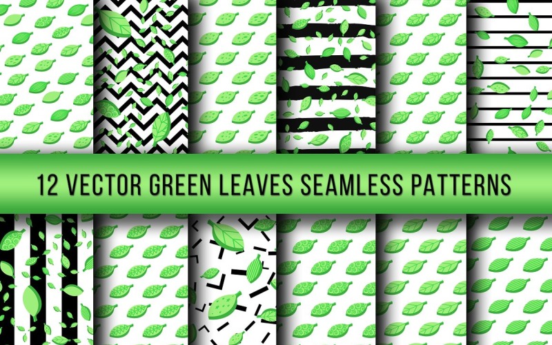 Download Pattern "Green Leaves Seamless Pattern" / Green Leaves Seamless Pattern - Pattern на тему графика modern,vintage,illustration,design,template,retro,fashion,decorative,ornamental,beautiful,botanical,nature,summer,fall,vector,beauty,floral,texture,natural,organic,fabric,art,color,tropical,a
