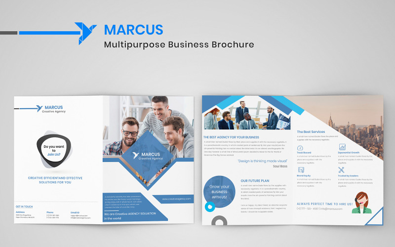 Download Фирменный стиль "Multipurpose Business Bifold Brochure - Corporate Identity Template" / Multipurpose Business Bifold Brochure - Corporate Identity Template - Фирменный стиль на тему графика agency,promotion,brochure,business,catalog,company,profile,corporate,creative,elegant,flyer,marketing,modern,multipurpose,professional