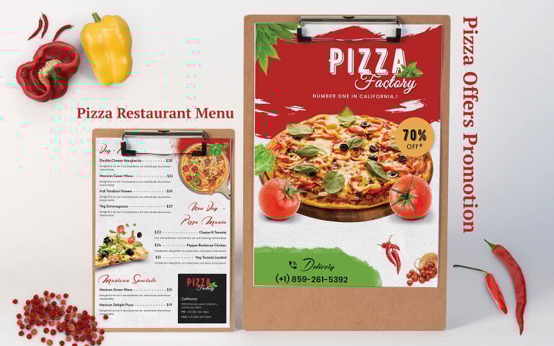 Download Фирменный стиль "Pizza Restaurant Menu - Corporate Identity Template" / Pizza Restaurant Menu - Corporate Identity Template - Фирменный стиль на тему графика coffee,shop,menu,food,restaurant,flyer,offers,poster,print,brochure,template,event,elegant,modern,minimal