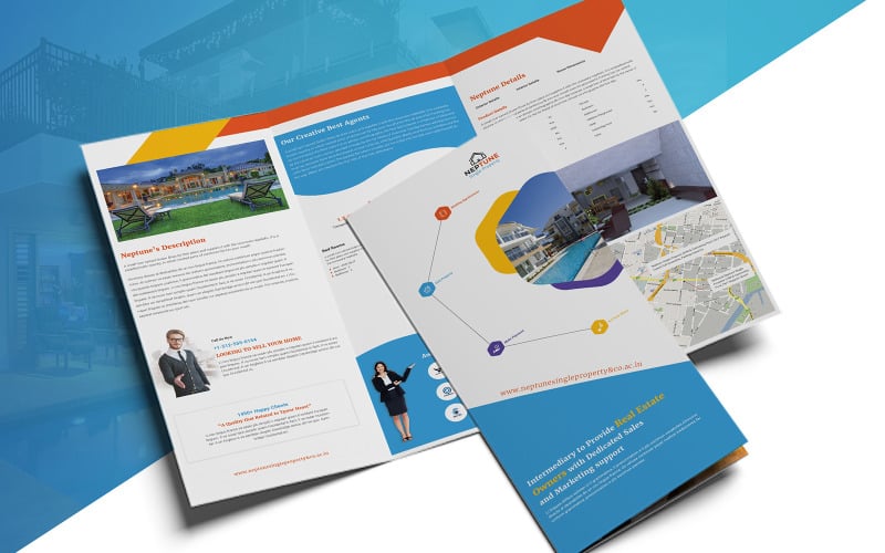 Download Фирменный стиль "RealEstate-Trifold Brochure - Corporate Identity Template" / RealEstate-Trifold Brochure - Corporate Identity Template - Фирменный стиль на тему графика business,professional,company,minimal,trifold,tri,fold,brochure,agency,blue,template,3fold,creative,marketing,realestate