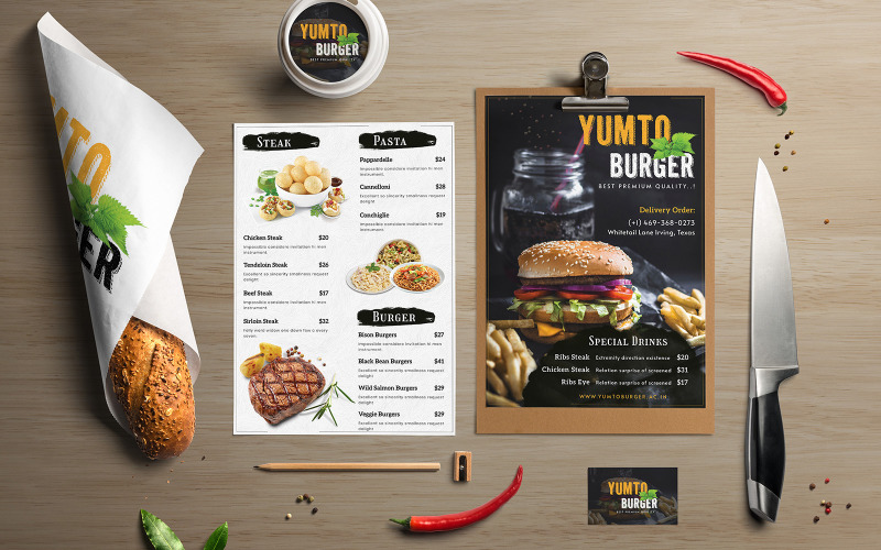 Download Фирменный стиль "Restaurant Food Menu - Corporate Identity Template" / Restaurant Food Menu - Corporate Identity Template - Фирменный стиль на тему графика coffee,shop,menu,food,restaurant,flyer,offers,poster,print,brochure,template,event,elegant,modern,minimal