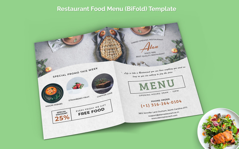 Restaurante Food Menu Bifold - Modelo de Identidade Corporativa