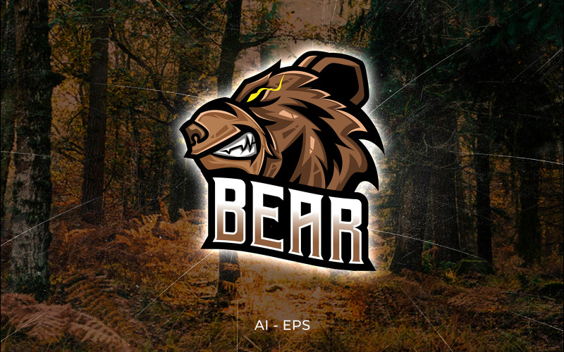 Download Шаблон логотипа "Bear Logo Template" / Bear Logo Template - Шаблон логотипа на тему графика logo,template,badges embelm esport,sport,game,team,squad,logotemplate,bold,raw,bear,jungle,fighting