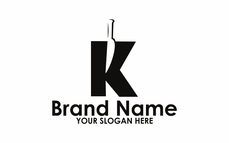 Bokstaven K kniv logotyp mall