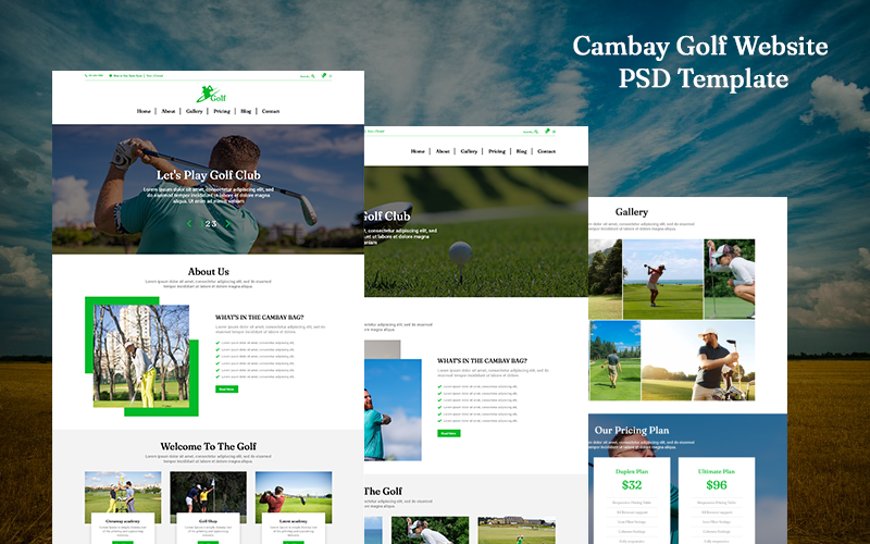 Golf weboldal céloldal PSD sablon