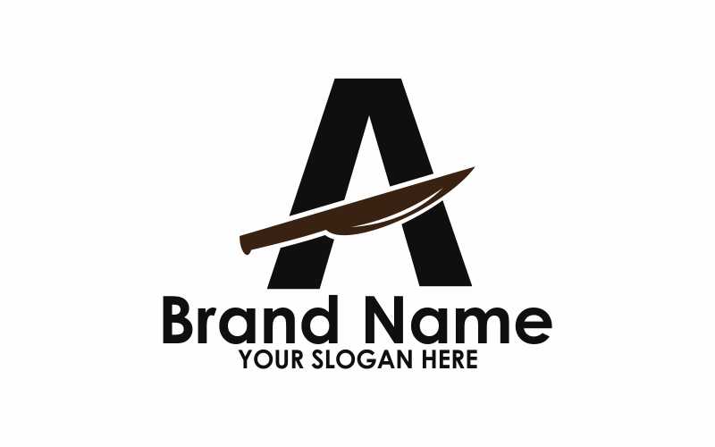 Download Шаблон логотипа "Letter A Knife Logo Template" / Letter A Knife Logo Template - Шаблон логотипа на тему графика knife,vintage,design,food,letter,restaurant,retro,cooking,lettering,kitchen,vector,object,stainless,logo,icon,envelope,dinner,chef,cut,eat