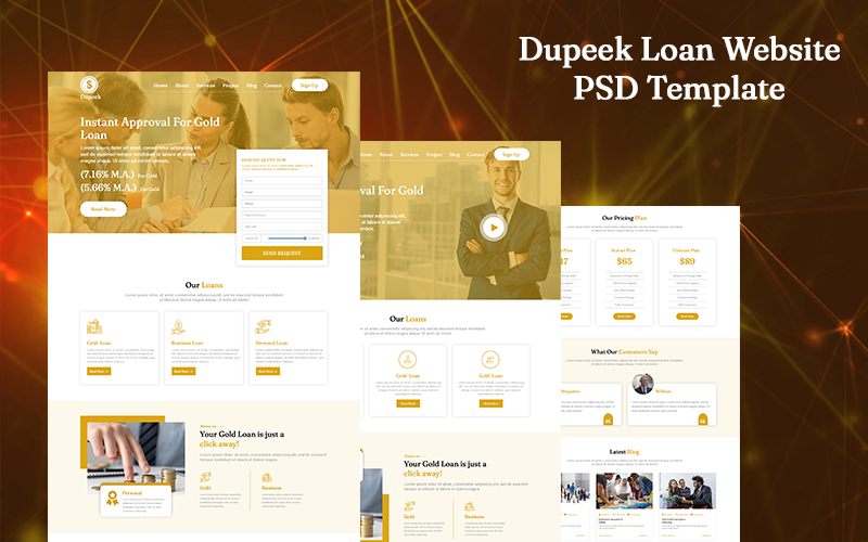 Modèle PSD de site Web de prêt Dupeek
