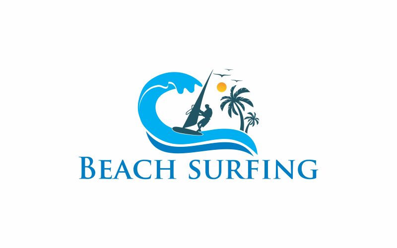 Beach surfing Logo Template #160337 - TemplateMonster