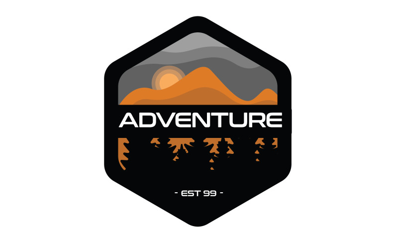 Modèle de logo d'insigne d'aventure
