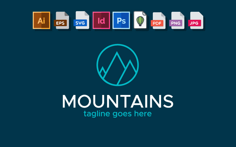 Modello minimalista per il logo della montagna