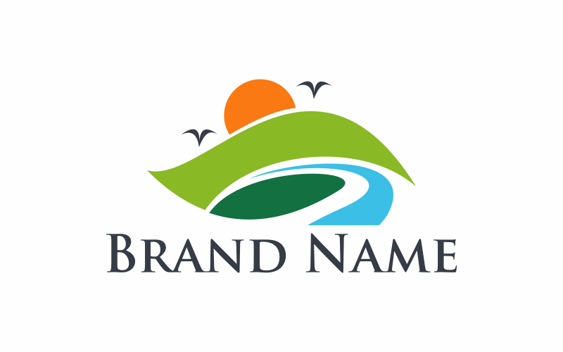 Шаблон логотипа River Mountain