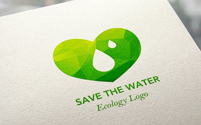 Download Шаблон логотипа "Save The Water Logo Template" / Save The Water Logo Template - Шаблон логотипа на тему графика heart,green,drop,eco,ecology,energy,ecological,nature,natural,brand,business,concept,element,futuristic,illustration,logotype,polygonal,science,style,technology