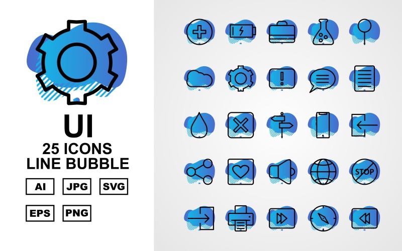 25 Conjunto de ícones de bolha de linha Premium UI