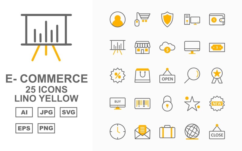 25 premium e-commerce Lino gele pictogramserie
