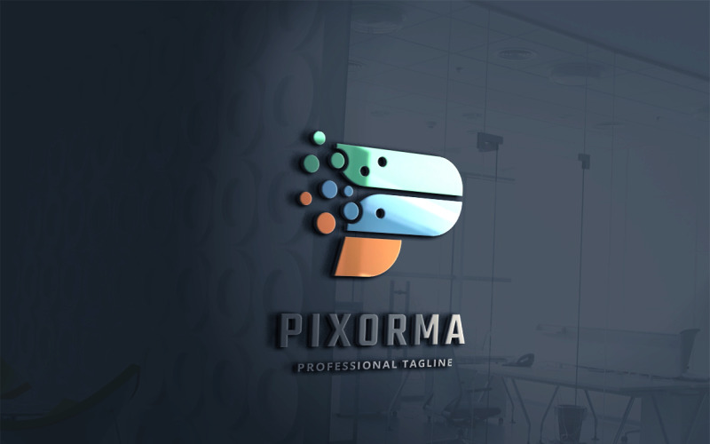 Шаблон логотипа письмо Pixel Performance