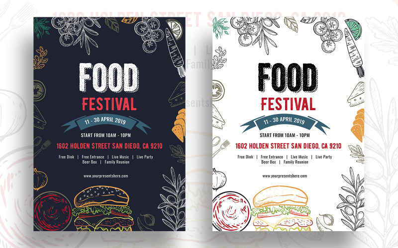 Conception de flyer du festival de la cuisine moderne - modèle d'identité d'entreprise