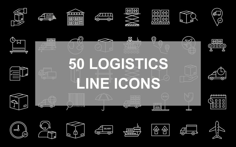 50 Ensemble d'icônes inversées de ligne logistique