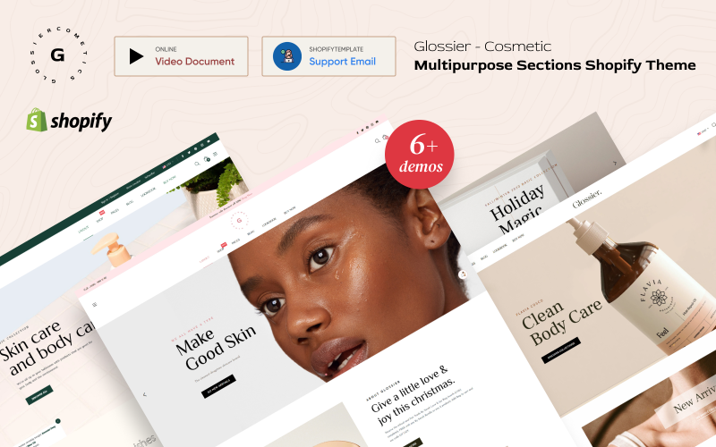 Glossier - Multipurpose Sections Motyw Shopify