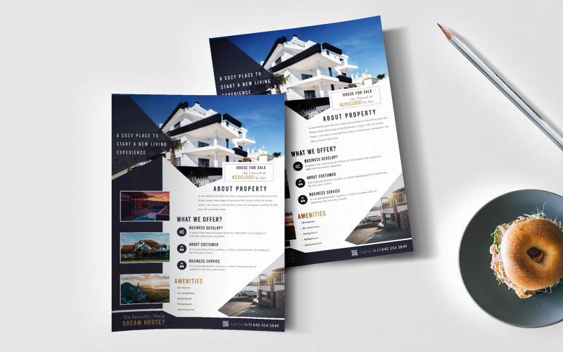 Hinity - Immobilien Immobilien Flyer Design - Corporate Identity Vorlage