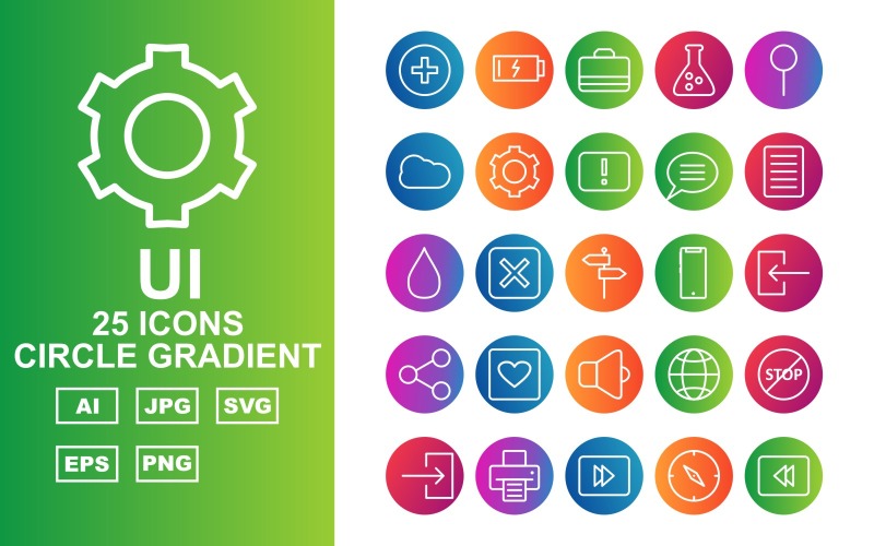25 преміум інтерфейсу коло градієнта набір іконок