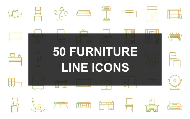 50 set di icone gradiente linea mobili