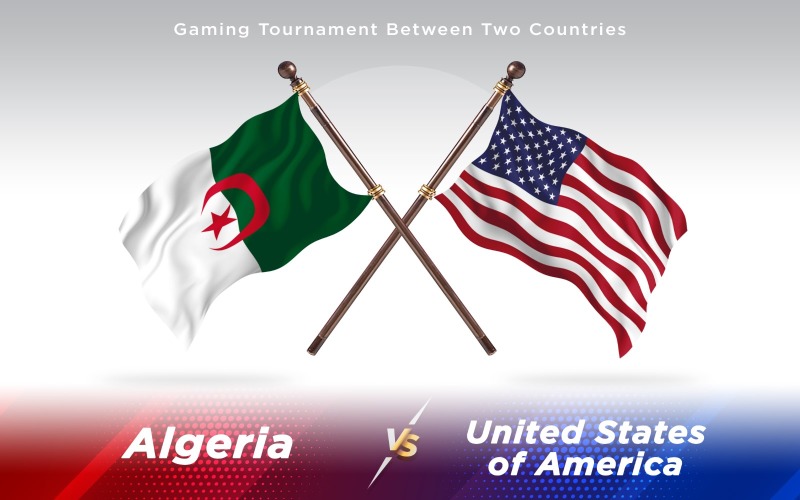 Download Иллюстрация "Algeria versus United States of America Two Countries Flags - Illustration" / Algeria versus United States of America Two Countries Flags - Illustration - Иллюстрация на тему графика national,patriotic,europe,asia,republic,map,flag,country,cartography,geography,nation,illustration,graphic,vector,state,world,isolated,symbol,border,icon