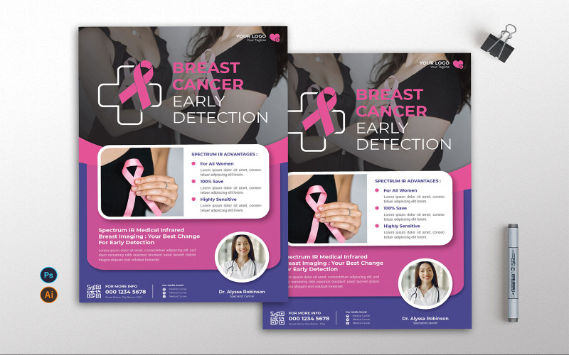 Download Фирменный стиль "Breast Cancer - Medical Flyer AC - Corporate Identity Template" / Breast Cancer - Medical Flyer AC - Corporate Identity Template - Фирменный стиль на тему графика cancer,health,symbol,support,pink,care,breast,awareness,hope,campaign,concept,sign,female,ribbon,help